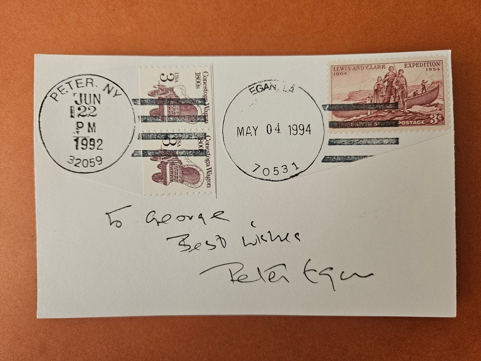 141) handtekening van Peter Egan, Ophalen of Verzenden, Briefkaart