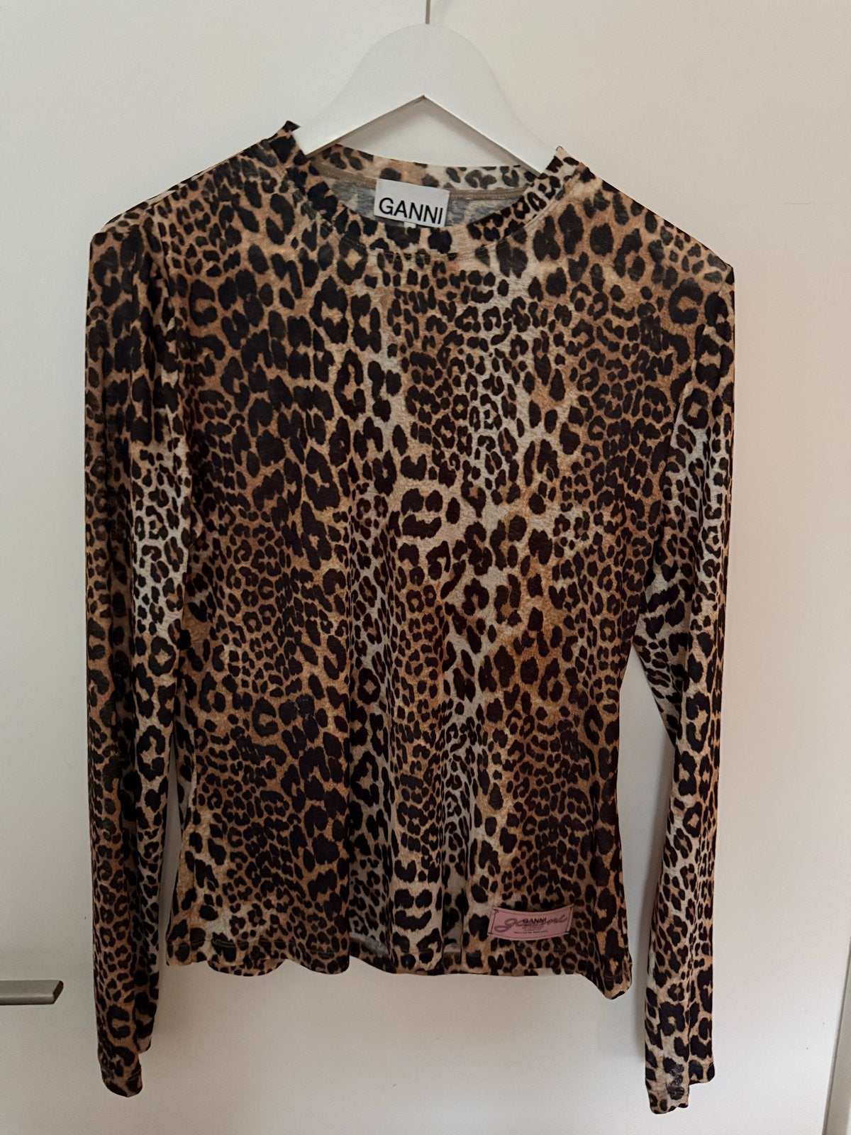 Ganni Leopard Print Top - Zo goed als nieuw, Bruin, Ophalen of Verzenden, Zo goed als nieuw, Lange mouw