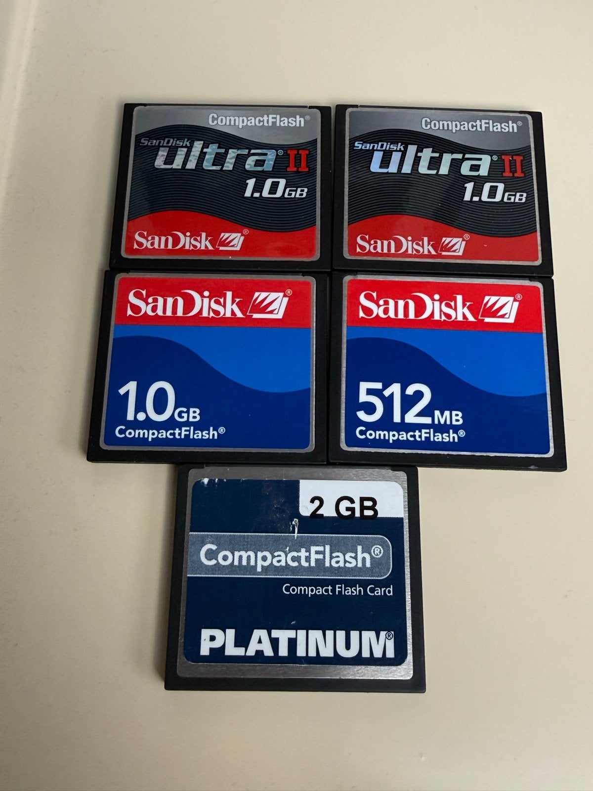 CompactFlash geheugenkaarten - SanDisk Ultra II en Platinum, Gebruikt, Minder dan 2 GB, Ophalen of Verzenden, Fotocamera