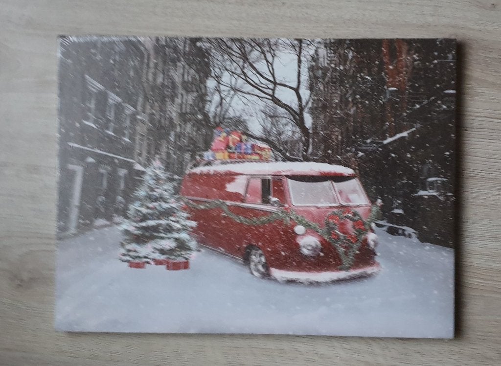 kerst schilderij met lampje vw volkwagen t2 look, Ophalen, Nieuw