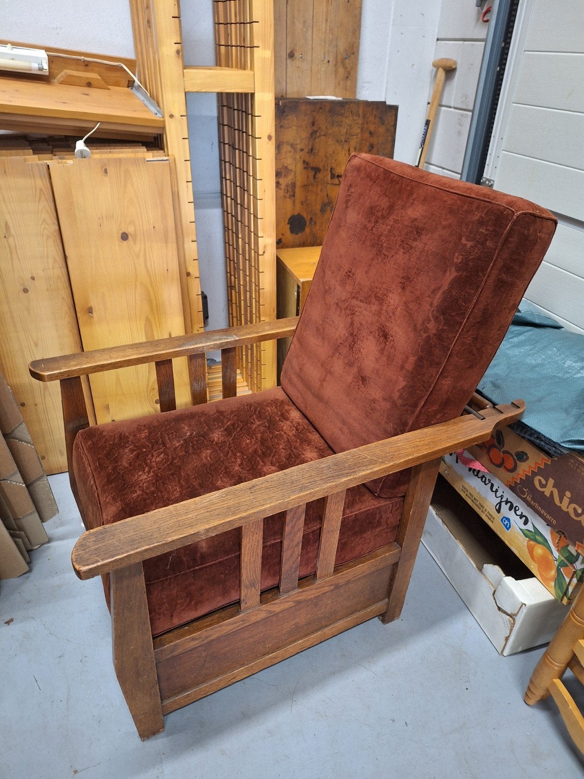 Vintage  fauteuil / rookstoel  met verstelbare rugleuning, Ophalen