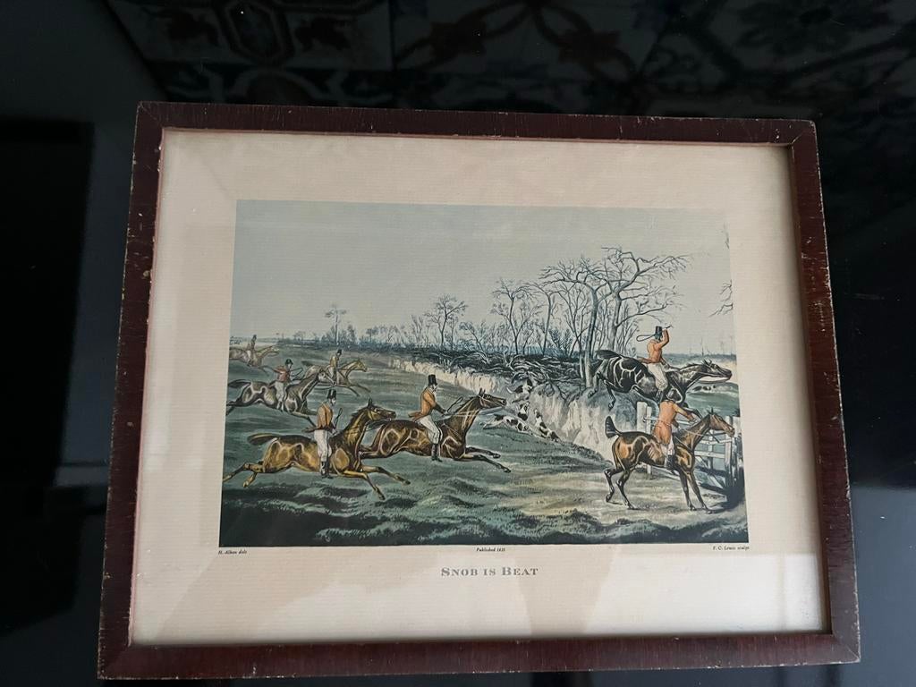 Vintage jachttafereel - 'Snob is Beat' door H. Alken, Antiek en Kunst, Ingelijst, 1800 - 1899, Overige technieken, Ophalen of Verzenden
