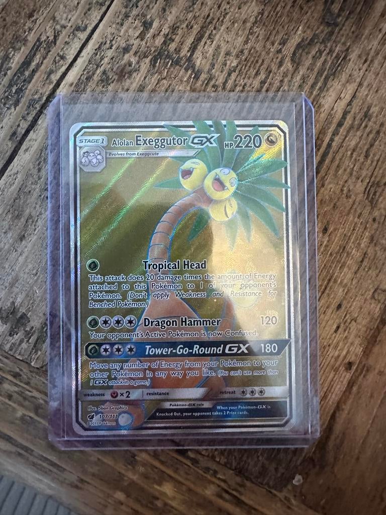 Pokemon kaart - Alolan Exeggutor GX (Full Art), Ophalen, Zo goed als nieuw, Losse kaart, Foil