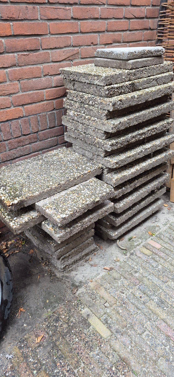 Gebruikte grindtegels., Tuin en Terras, Tegels en Klinkers, Ophalen, Gebruikt, Klinkers, 10 m² of meer