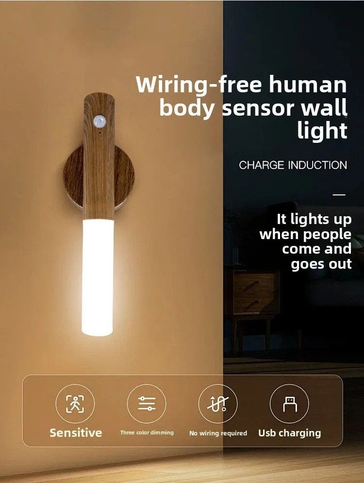 Luxe oplaadbare LED lamp met bewegings- en schemersensor, Sensorlamp, Bruin, Nieuw, Inclusief lichtbron