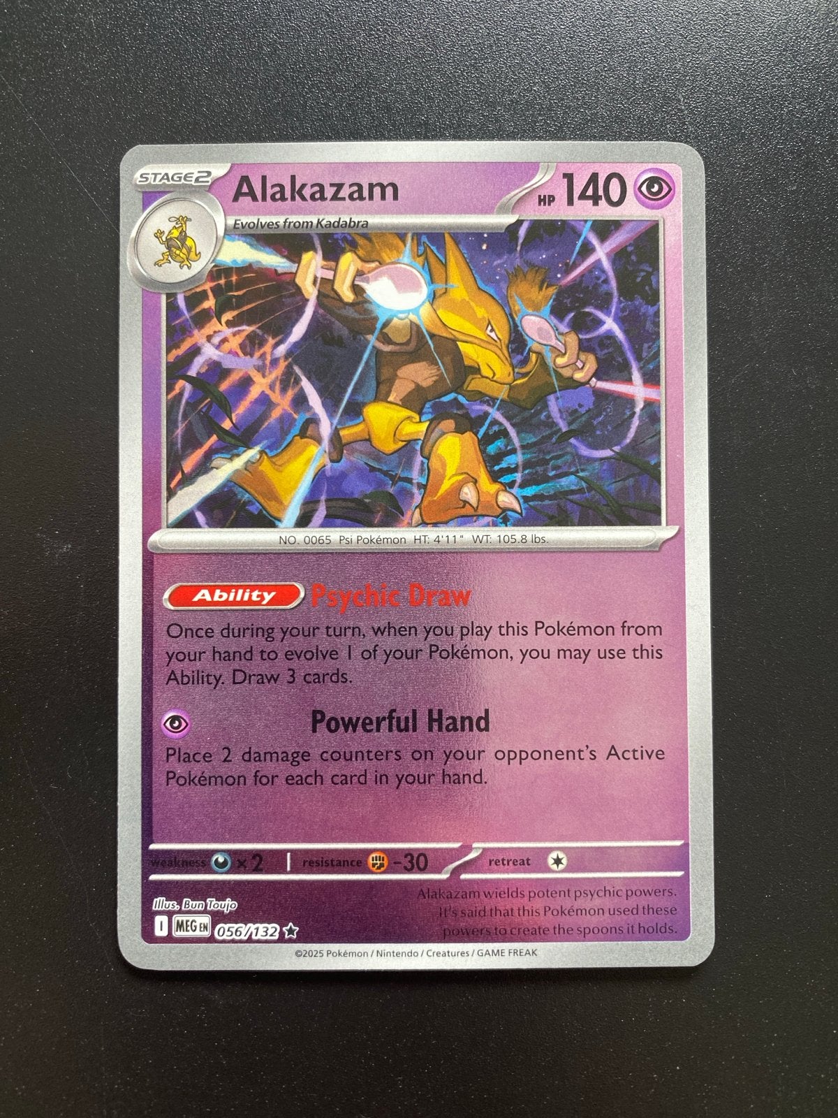 Alakazam 056/132 Rare Reverse Holo Pokémon Mega Evolution, Ophalen of Verzenden, Zo goed als nieuw, Losse kaart, Foil