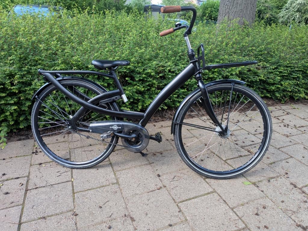 Union Transportfiets Zwart - Zo goed als nieuw, Fietsen en Brommers, Fietsen | Dames | Damesfietsen, Terugtraprem, 53 tot 56 cm