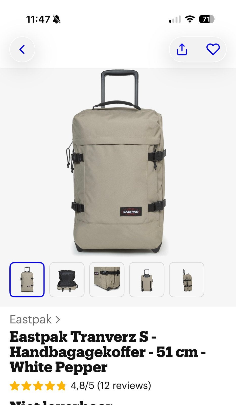 EastPak handbagage koffer 51cm, Ophalen, Overige materialen, Wieltjes, Gebruikt