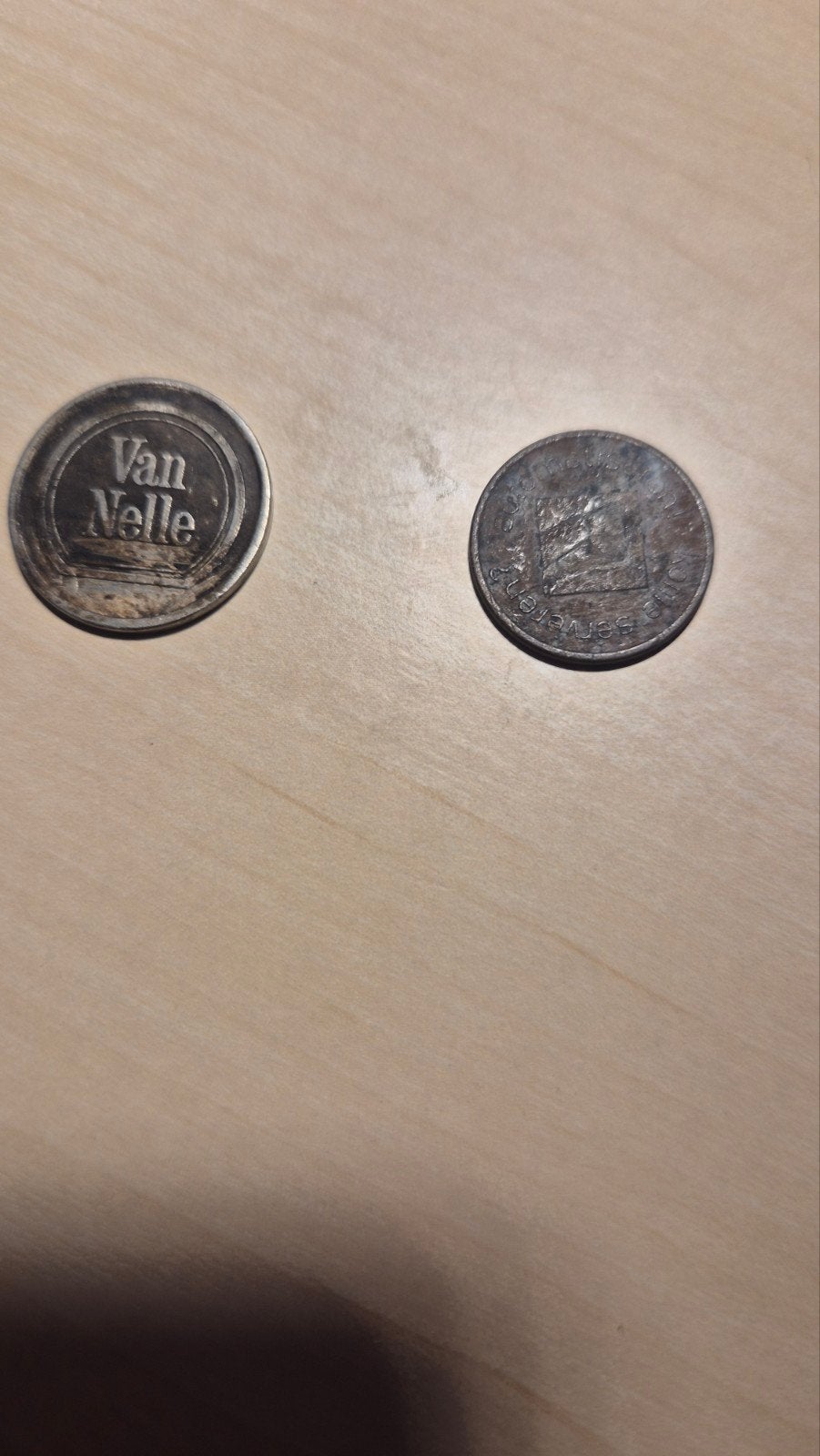 2 Vintage Van Nelle Koffiemuntjes - Verzamelaarsobject, Ophalen, Gebruikt