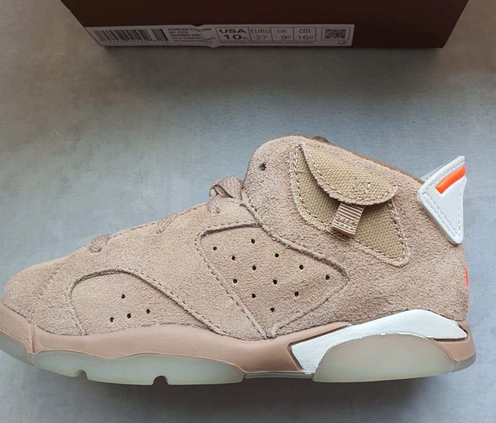 Jordan 6 Travis Scott British Khaki - EU 27, Kinderen en Baby's, Ophalen of Verzenden, Nieuw, Jongen of Meisje