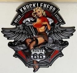 Knucklehead motor pinup wandbord relief, Huis en Inrichting, Woonaccessoires | Wanddecoraties, Ophalen of Verzenden, Nieuw
