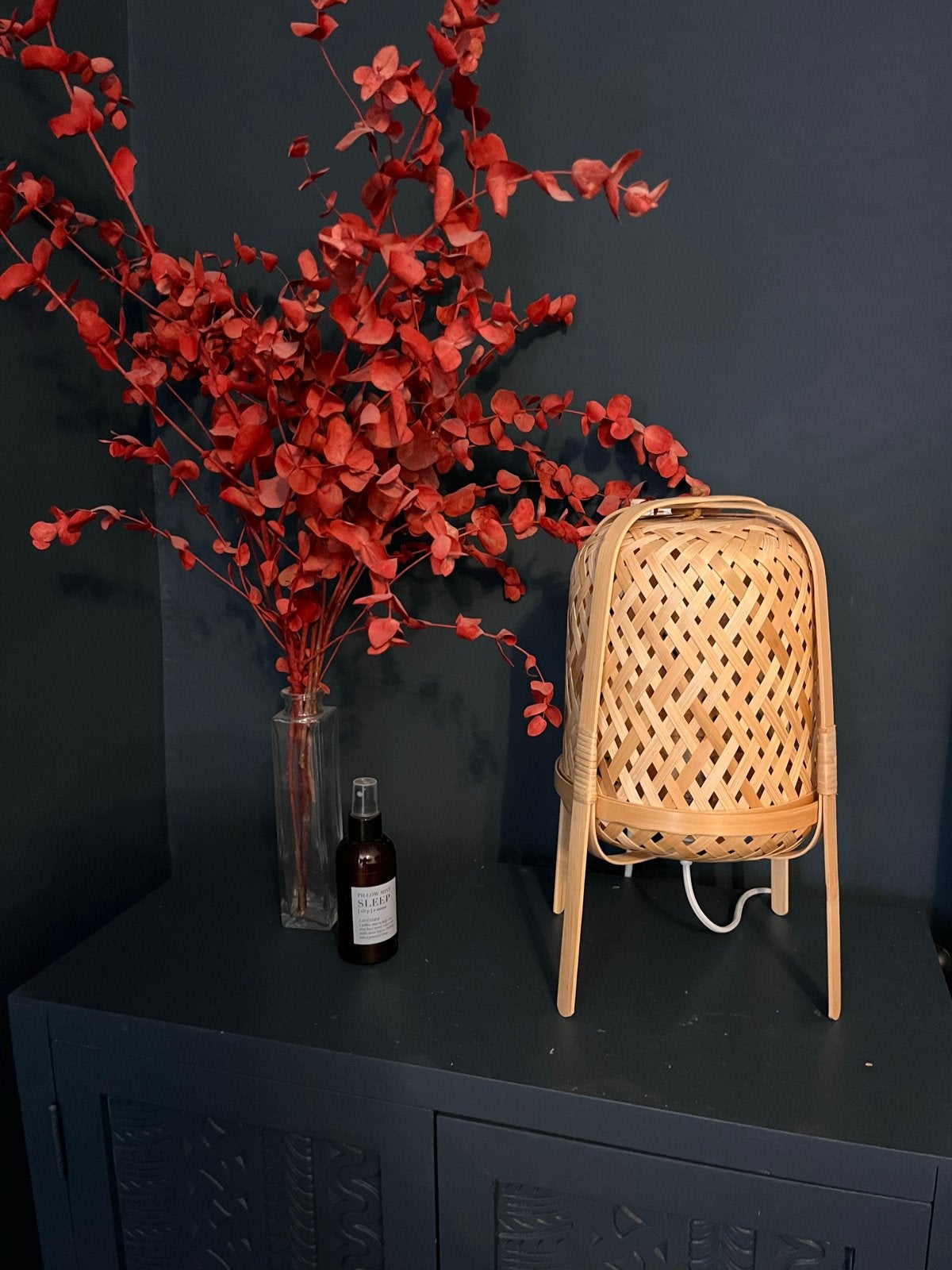 Vintage IKEA Knixhult tabel lamp, rotan bamboe, Huis en Inrichting, Ophalen of Verzenden, Zo goed als nieuw, Overige materialen