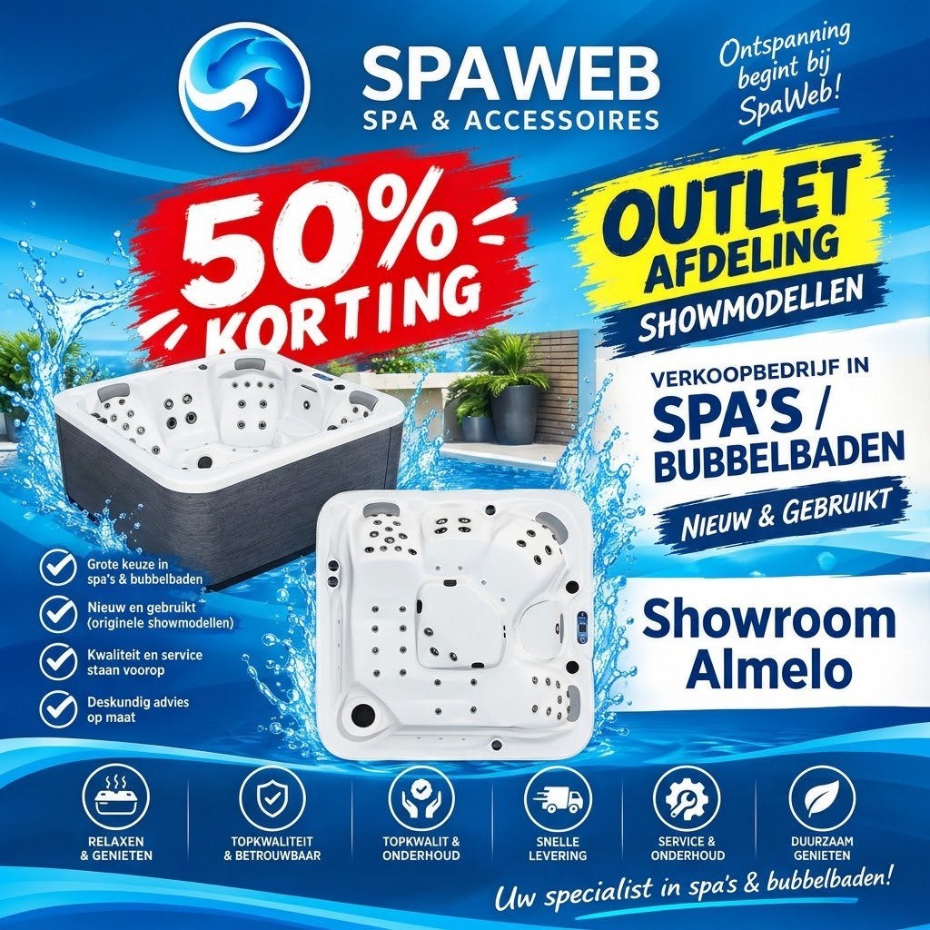 Spa outlet Almelo spa’s vanaf 2250,- Nieuw en gebruikt, Ophalen of Verzenden, Nieuw, Afdekzeil, Vast