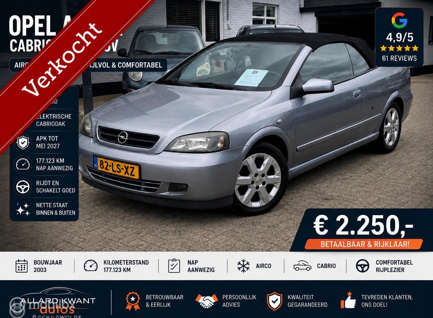 Opel Astra Cabriolet 1.8-16V / Airco / Apk 5-2027 Aanbieding, Auto's, Voorwielaandrijving, 125 pk, 4 cilinders, 4 stoelen