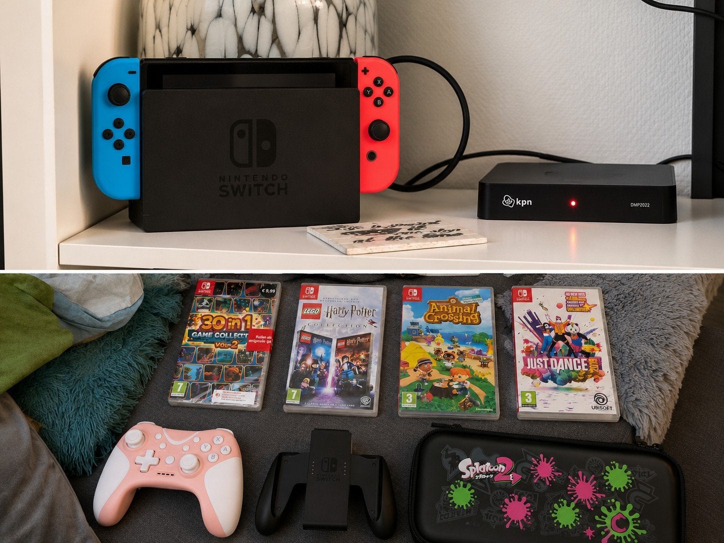 Nintendo Switch met spellen en accessoires, Met 2 controllers, Ophalen of Verzenden, Switch Original, Gebruikt