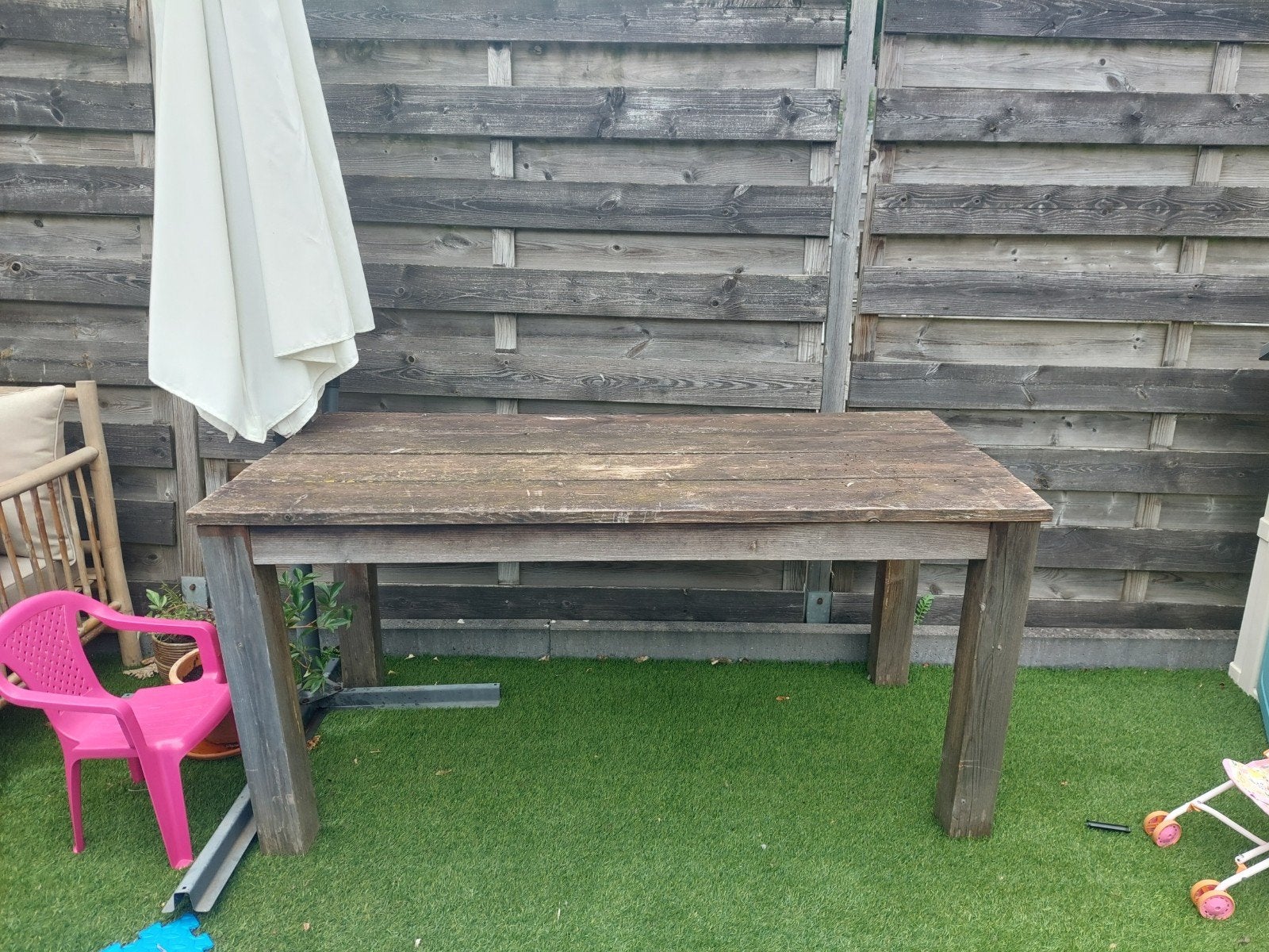 Houten tuintafel 140 x 90 cm, Ophalen, Gebruikt, Rechthoekig, Hout