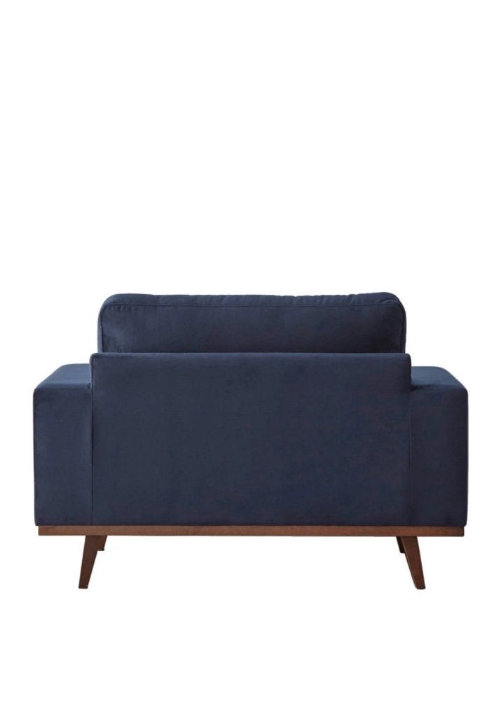 Donkerblauwe velours Loveseat / Fauteuil NOUS living, Ophalen, Gebruikt, 75 tot 100 cm, 100 tot 125 cm