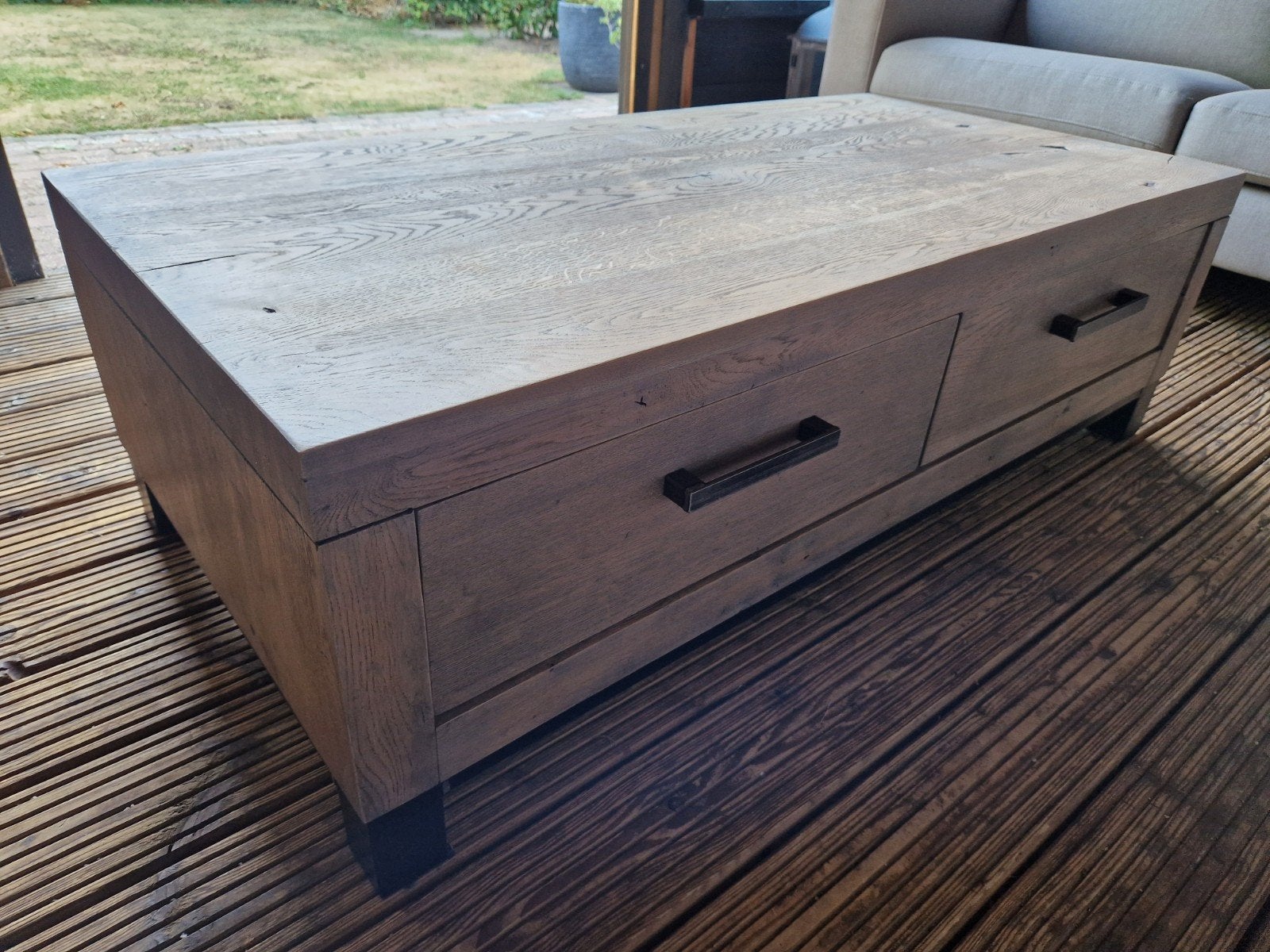 Salontafel eikenhout, Ophalen, Gebruikt, 100 tot 150 cm, Eikenhout