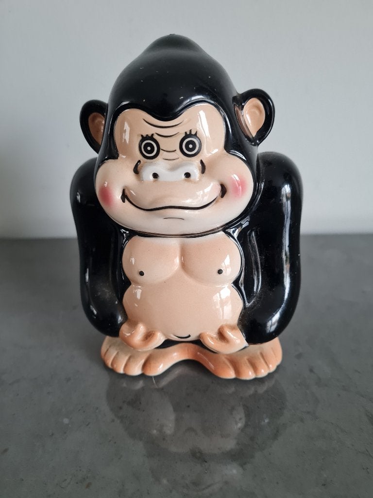 zeer mooie unieke spaarpot - gorilla - Rune/jaren'60, Verzamelen, Spaarpotten, Ophalen of Verzenden, Steen, Aardewerk of Keramiek