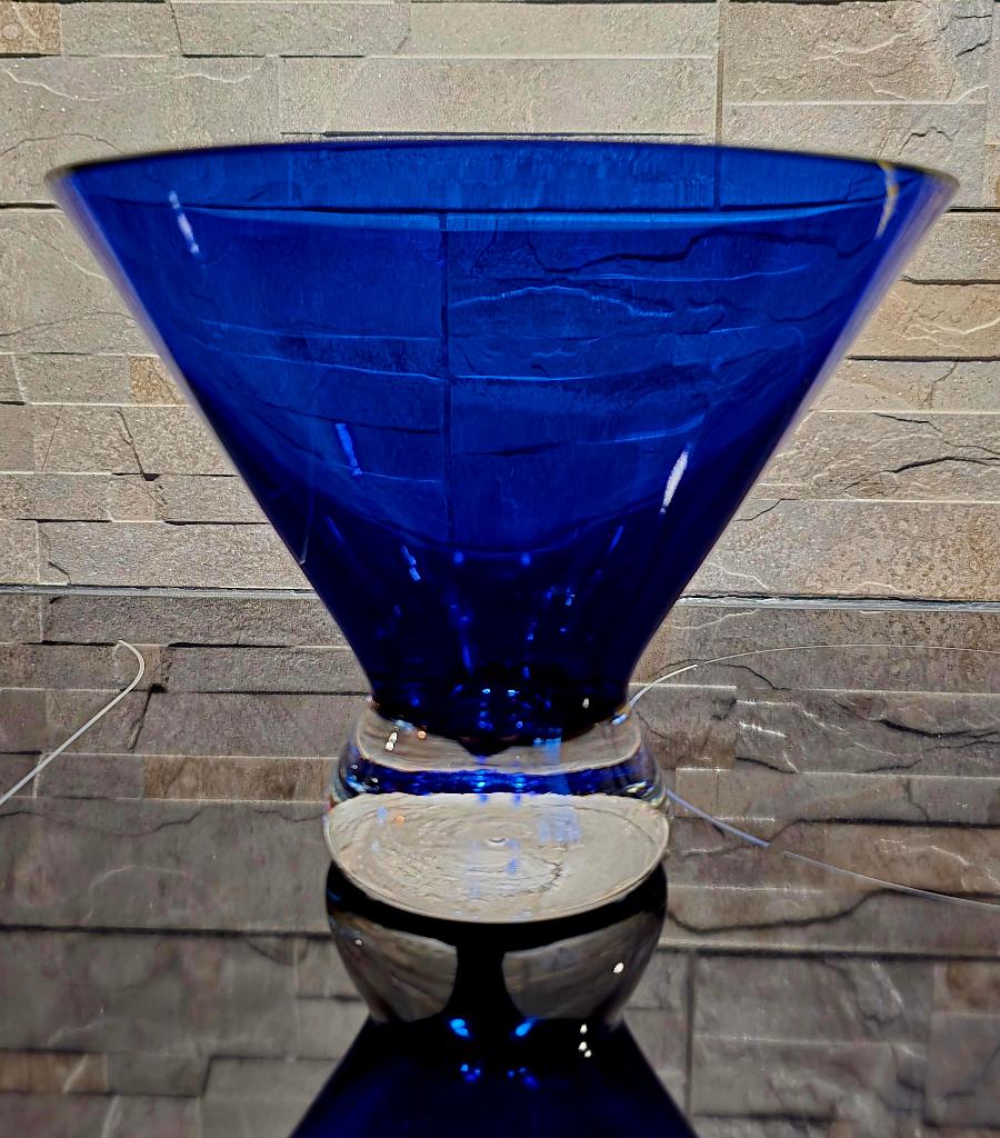 Kosta Zweden - Vintage Sea Glasbruk cobalt blauwe vaas kelk, Antiek en Kunst, Ophalen of Verzenden