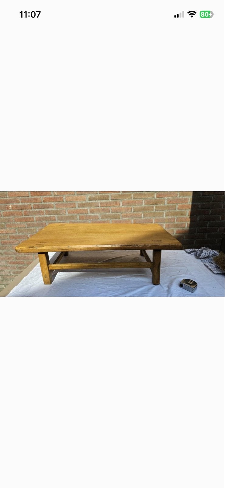 Prachtig houten bijzettafeltje - Robuust en sfeervol, Huis en Inrichting, Tafels | Bijzettafels, Ophalen, Minder dan 45 cm, 55 tot 75 cm