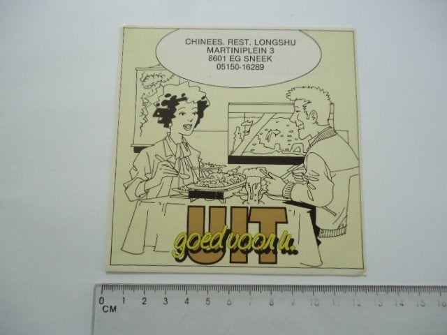 sticker oud Chinees SNEEK strip Longshu Martin Lodewijk eppo, Verzenden, Zo goed als nieuw, Bedrijf of Vereniging