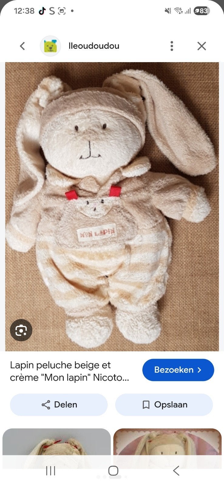 mon lapin nicotoy  gezocht, Ophalen of Verzenden, Jongetje of Meisje