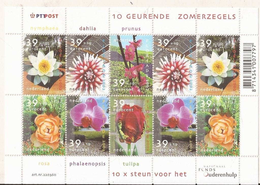 Nederland 2002 Zomerzegels, bloemen Vel NVPH V2077 Floriade, Postzegels en Munten, Ophalen of Verzenden, Na 1940, Postfris