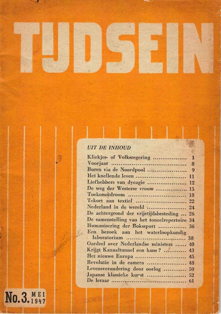 Tijdsein - no. 3 - mei 1947., Boeken, Tijdschriften en Kranten, Ophalen of Verzenden, Gelezen