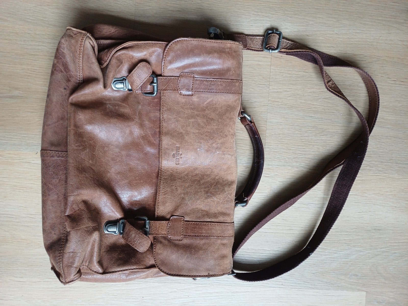 MADLERS Business Laptoptas - Brandy Leer, Overige merken, Bruin, Ophalen of Verzenden, Zo goed als nieuw