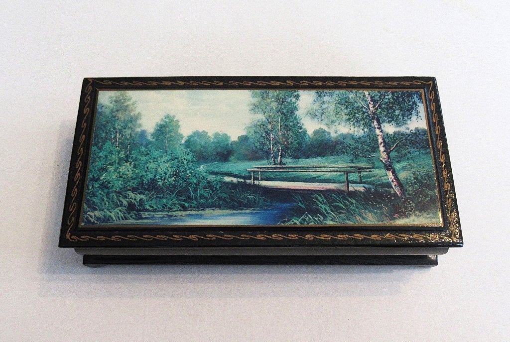 Vintage handbeschilderd houten juwelen doosje., Ophalen of Verzenden