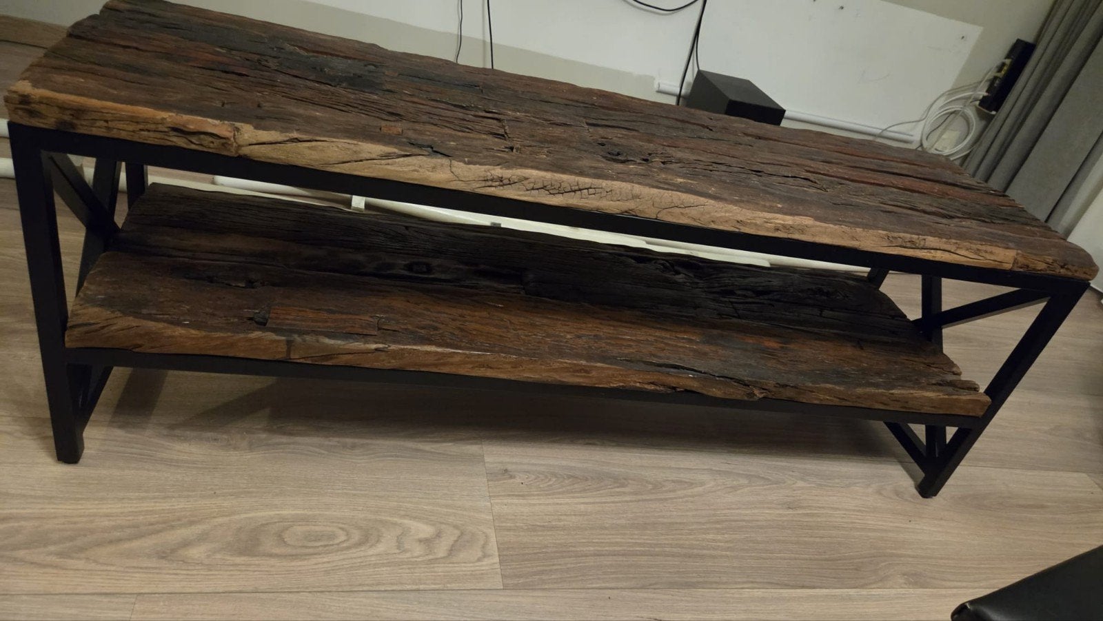 Richmond tv-meubel en bijzettafel met glasplaten, Ophalen, 100 tot 150 cm, 50 tot 100 cm, Modern