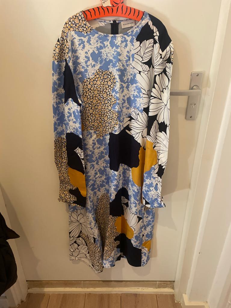 By Malene Birger Sofya Jurk - Bloemenprint, Ophalen, Blauw, Zo goed als nieuw, Maat 36 (S)