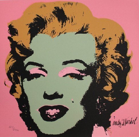 Andy Warhol Kleur Litho "Marilyn Monroe Olive Green" Ges Gen, Personages en Fantasiefiguren, Ophalen of Verzenden, Lithografie