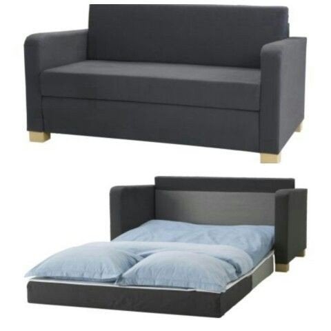 IKEA SOLSTA slaapbank - Donkergrijs, Ophalen, Zwart, Tweepersoons, 140 cm