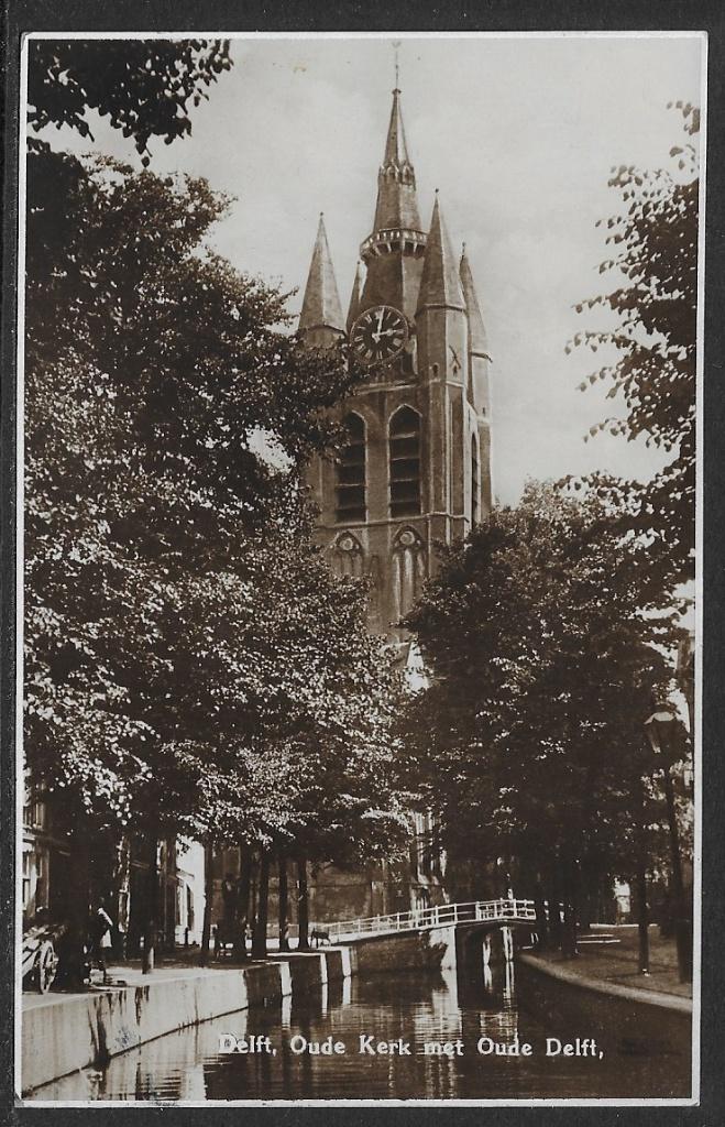 544 Delft, Oude Kerk met Oude Delft, Ophalen of Verzenden, Voor 1920, Gelopen, Zuid-Holland