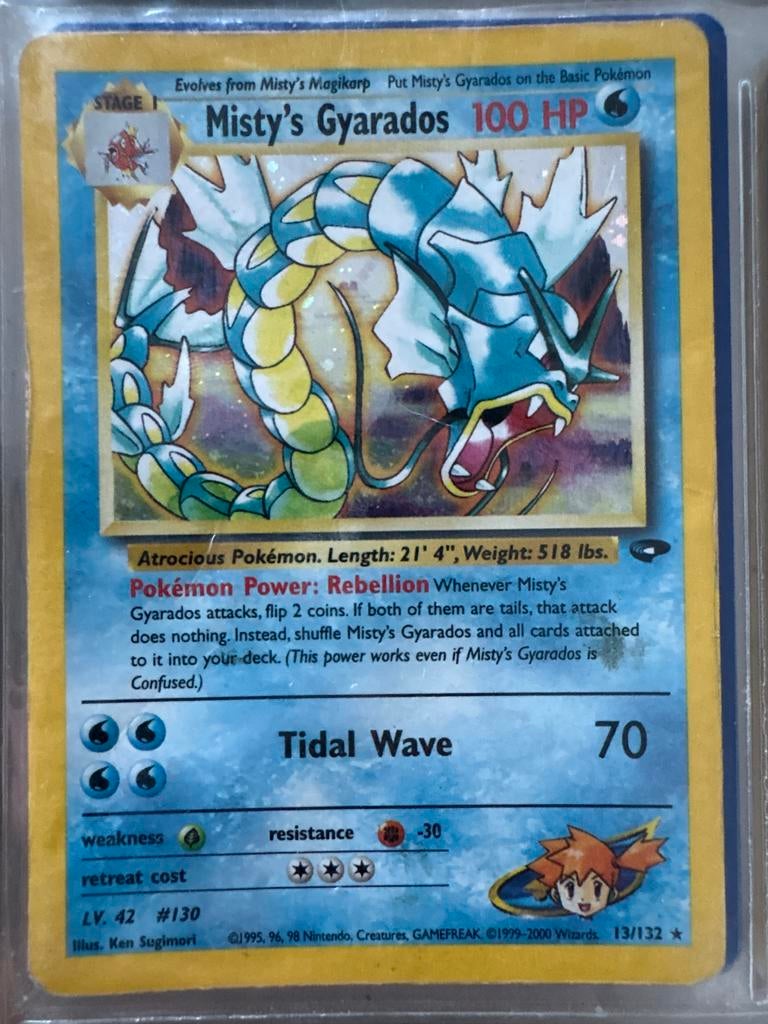 Misty's Gyarados 13/132 Holo Rare Pokémon Kaart, Ophalen, Zo goed als nieuw, Losse kaart, Foil