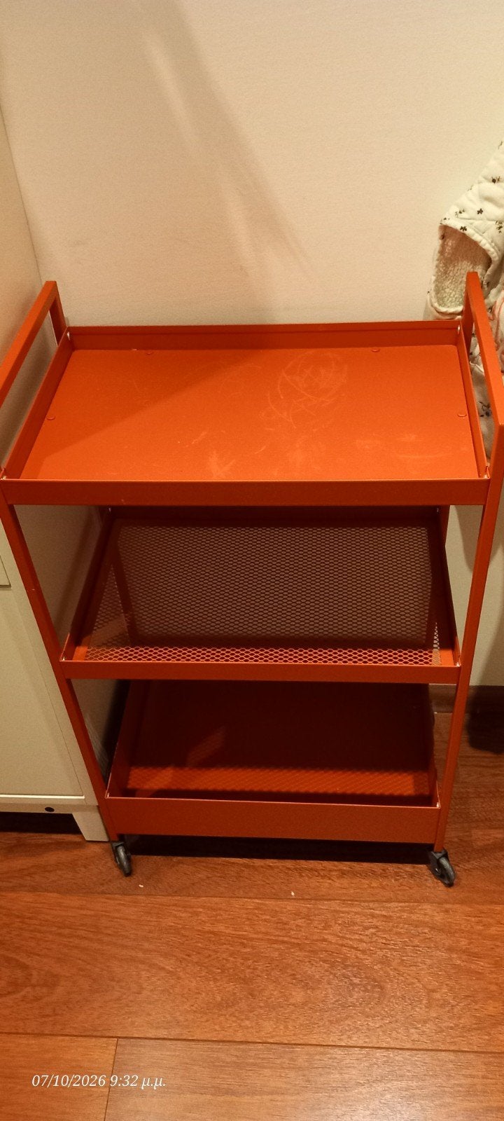 Ikea trolley met 3 niveaus - rood, Ophalen, Gebruikt