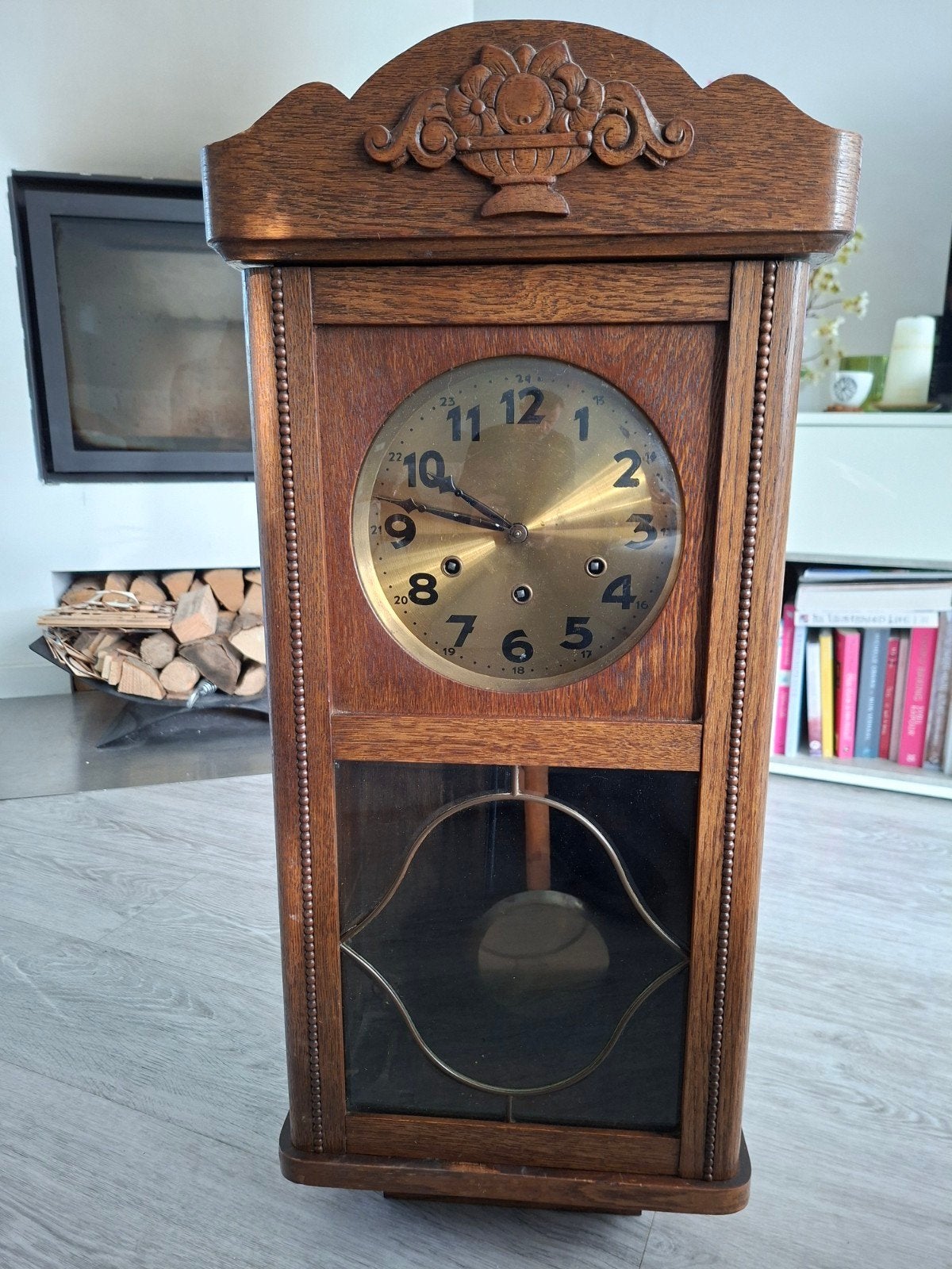 Antieke Duitse wandklok ca. 1920-1930 met slagwerk, Antiek en Kunst, Antiek | Klokken, Ophalen