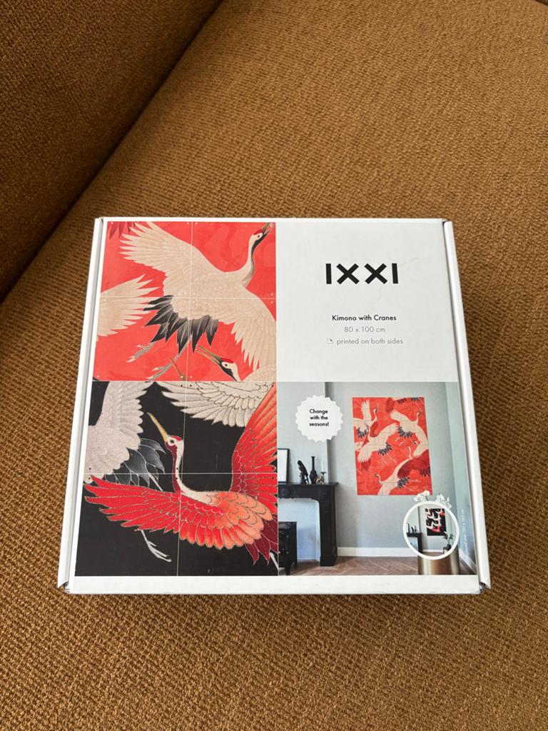 IXXI wanddecoratie-Kimono with Cranes Orange/Black. 2 sides., Oosters, Oranje, Nieuw, Ophalen of Verzenden