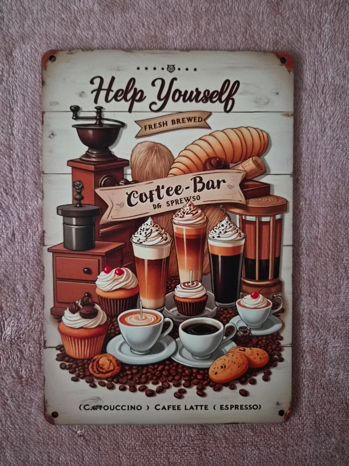 Vintage houten wandbord 'Coffee-Bar' - Decoratie, Hout, Nieuw, Ophalen of Verzenden, 13 cm