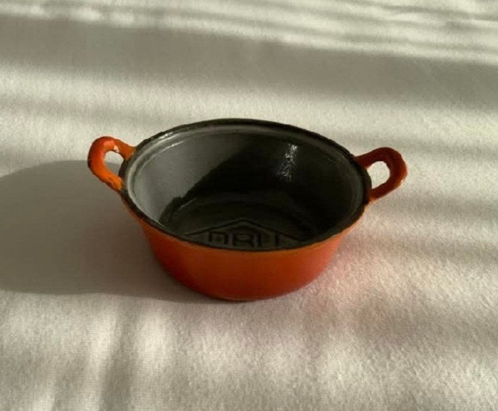 GEZOCHT : DRU mini pan luciferpan emaille  diameter 9 cm, Ophalen of Verzenden, Gebruikt, Emaille, Braadpan