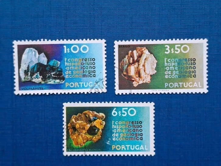 Postzegel Portugal 1971 3 zegels Geologie 03-06, Ophalen of Verzenden, Portugal, Gestempeld