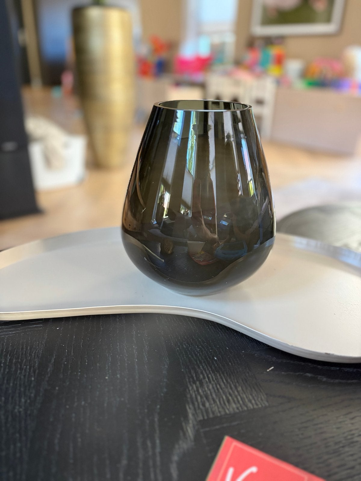 Vase the world vaas maat M - Smokey black smoked glass, Ophalen of Verzenden, Gebruikt, Zwart, Glas