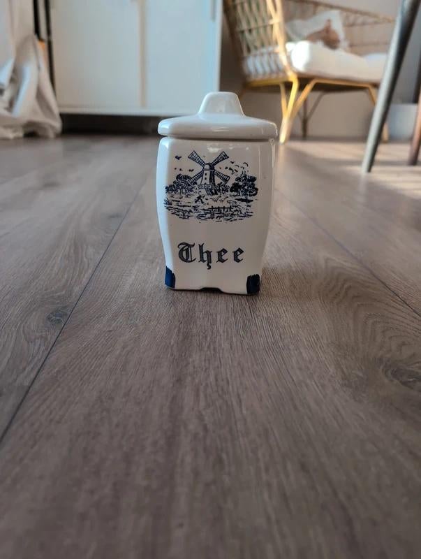 Delfts blauw theebusje – decoratief, Ophalen of Verzenden
