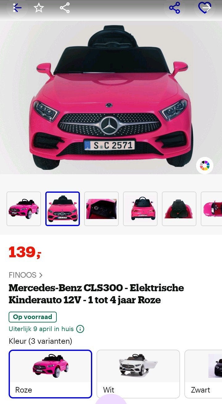 Roze Mercedes-Benz CLS300 Elektrische Kinderauto 12V, Ophalen of Verzenden, Gebruikt, Afstandsbediening