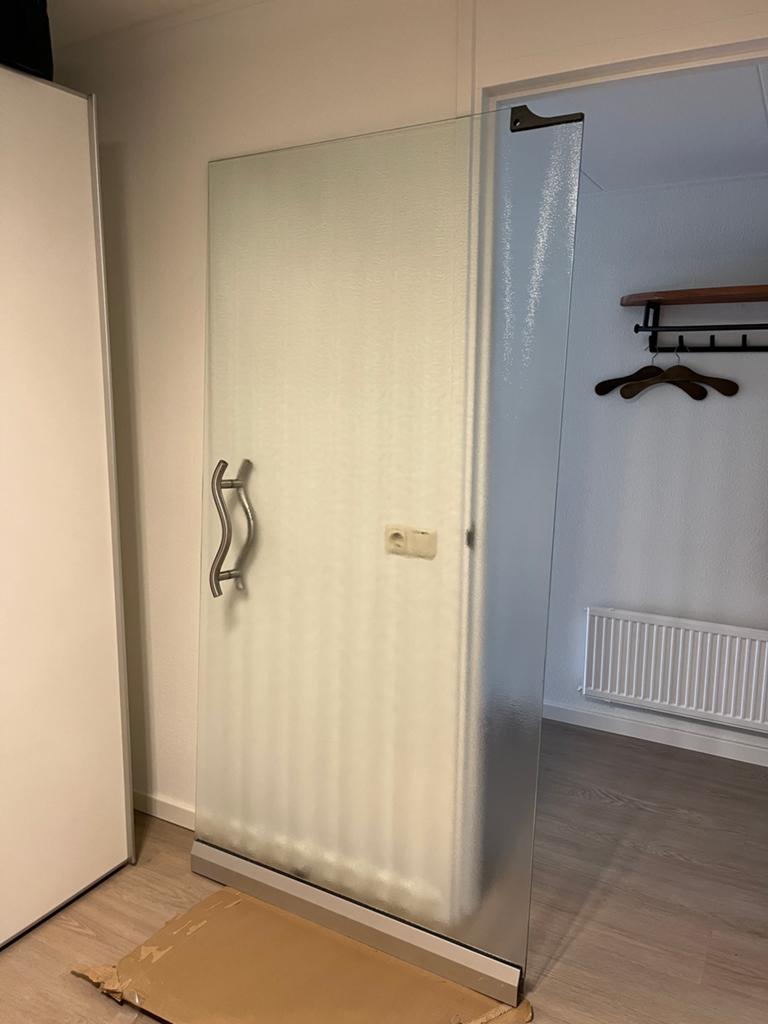 Gewolkt glazen taatsdeur 207x106 cm met draaibeslag, Gebruikt, Binnendeur, Glas, 200 tot 215 cm