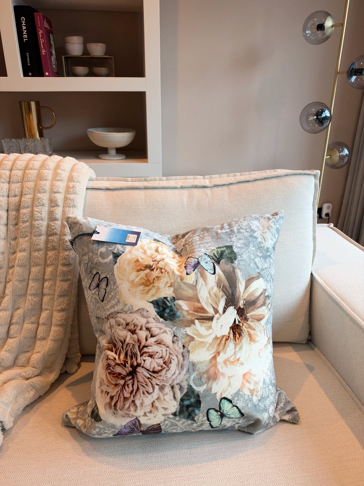 *NIEUW* - Designers Guild Pahari Platinum sierkussen, Overige merken, Meerkleurig, Afneembare hoes, Vierkant