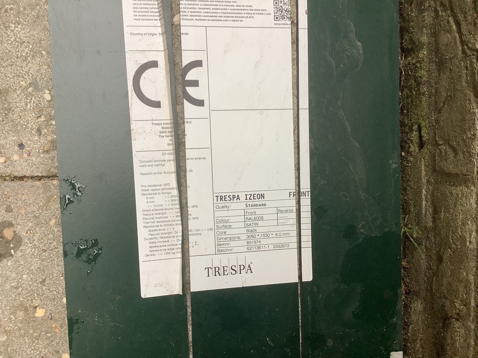 Trespa Izeon platen,  305 cm x 10 cm zwart, Ophalen, Nieuw, Overige materialen, Minder dan 20 mm