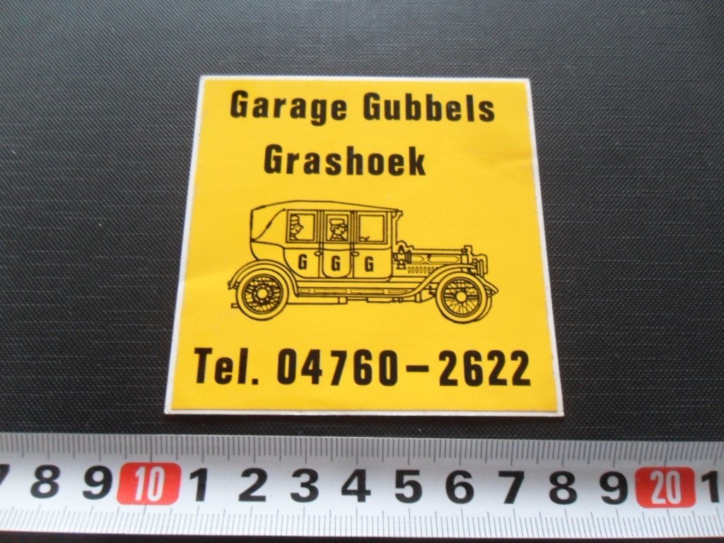 sticker garage GUBBELS grashoek strip oldtimer, Ophalen of Verzenden, Zo goed als nieuw